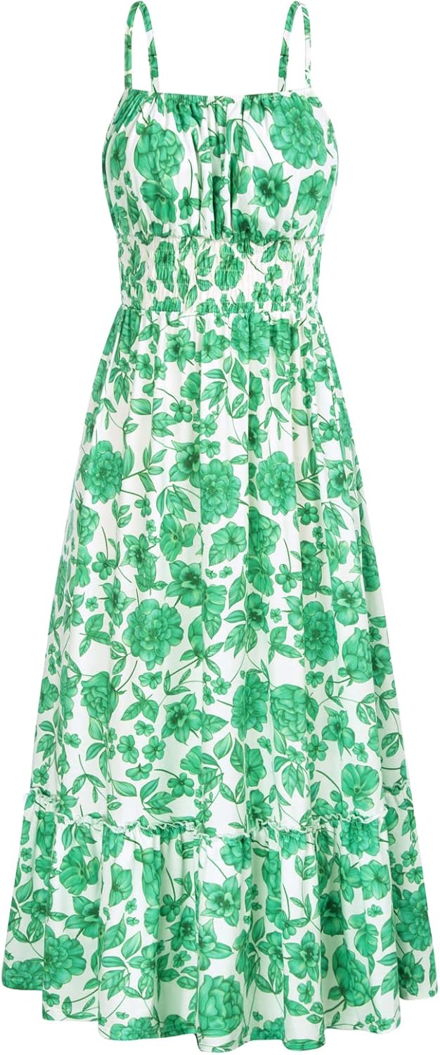Summer Maxi Dress for Women with Pockets and Floral Print