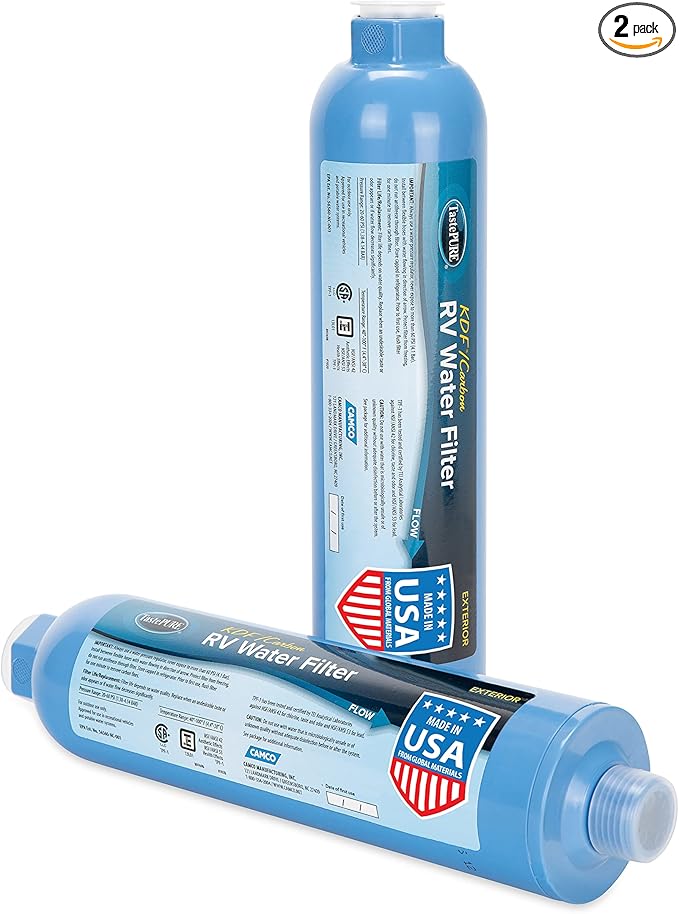 Camco TastePURE Inline Water Filter for RVs and Campers - 2-Pack