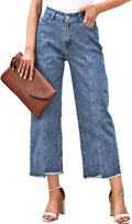 Sidefeel Womens High Waisted Wide Leg Cropped Jeans - Trendy Fit