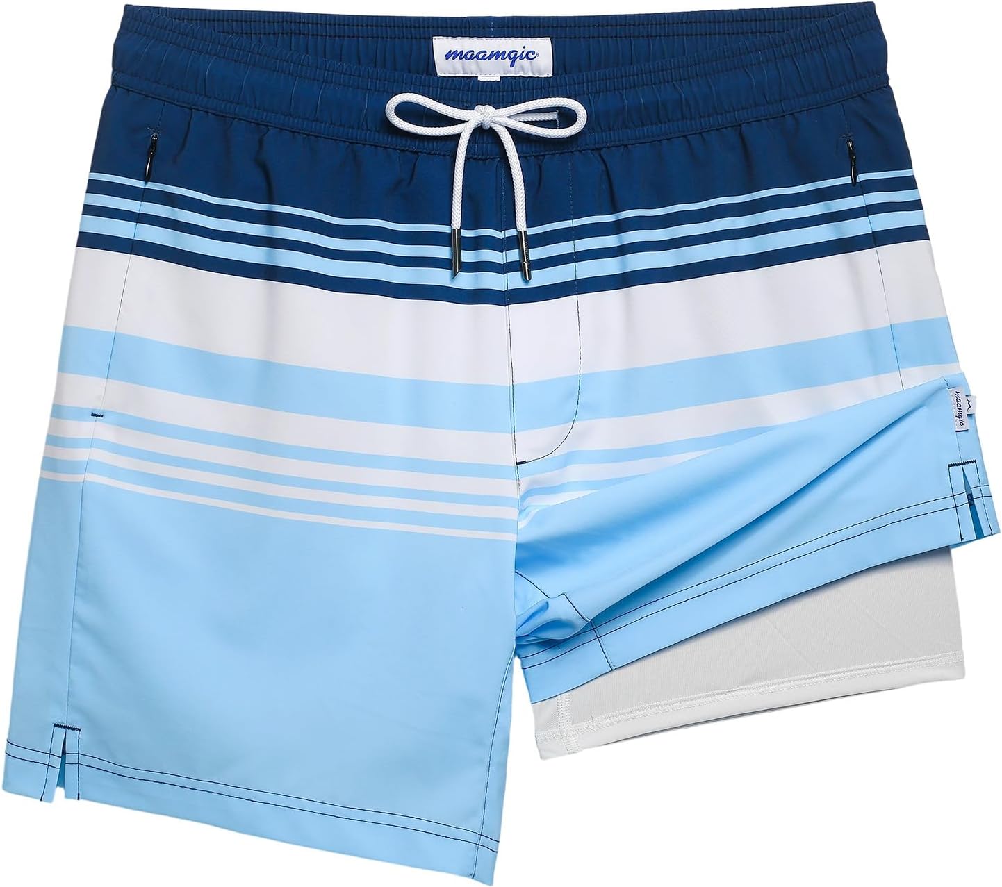2 in 1 Mens Swim Trunks with Compression Liner for Comfort