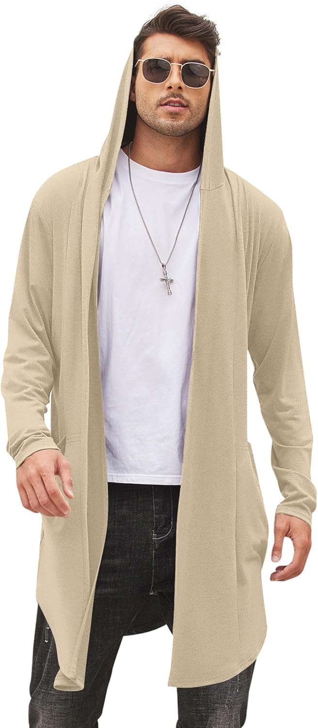 Stylish COOFANDY Men's Long Hooded Cardigan for All Occasions