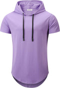 Mens 100% Cotton Hipster Hip Hop Longline Hoodie T-Shirt - Summer Fit