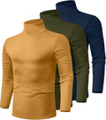 Ficerd 3 Pack Men's Turtleneck Shirts - Comfortable Slim Fit Basics be