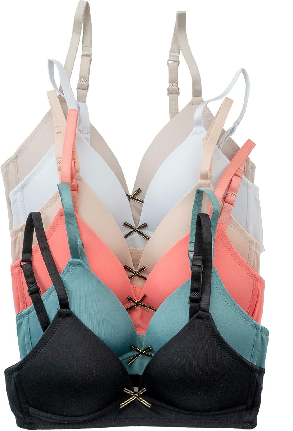 Lightly Padded A Cup Bra 6 Pack for Girls and Teens Comfort