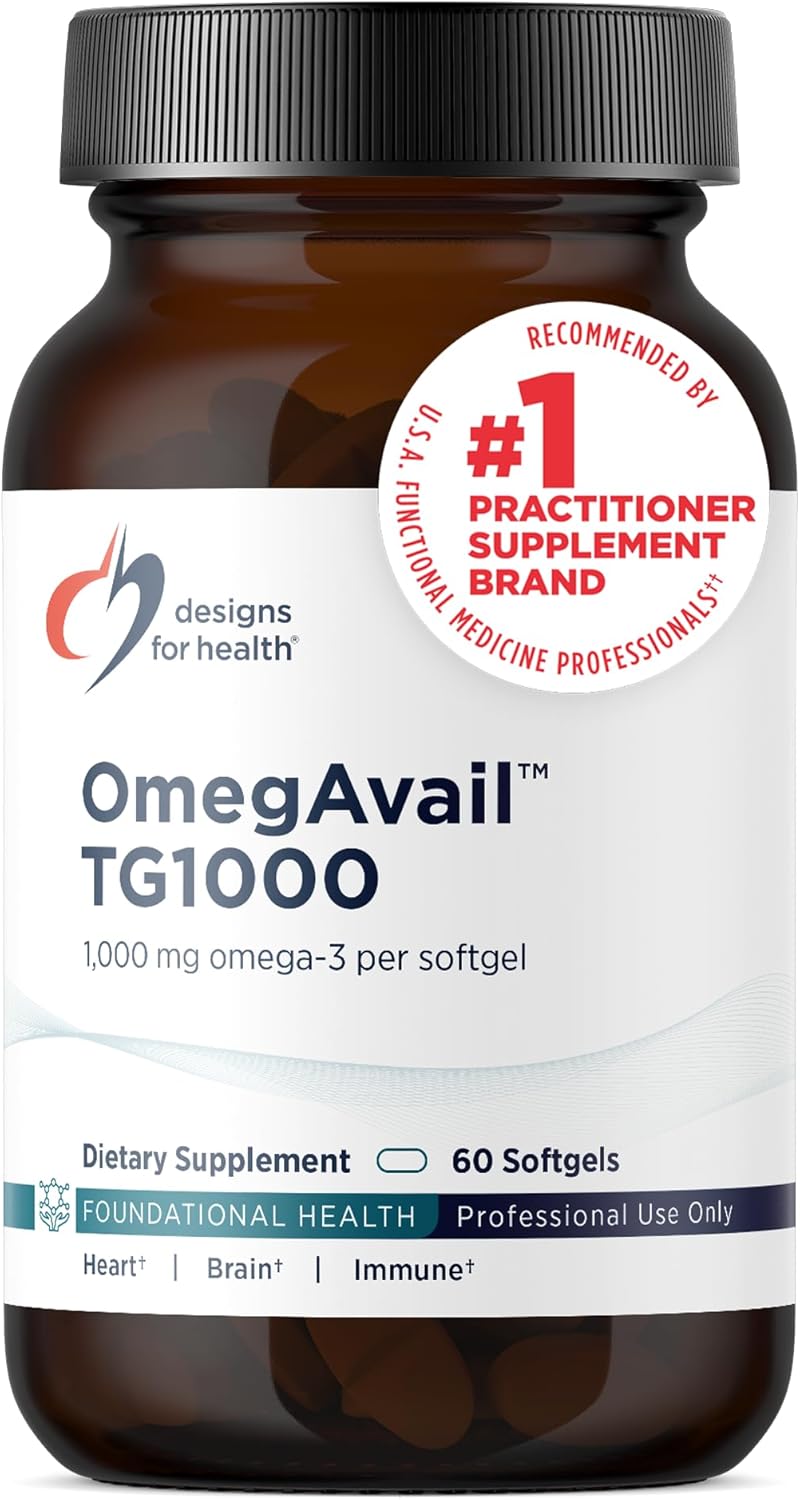 OmegAvail TG1000 Fish Oil Supplement with EPA/DHA - 60 Softgels