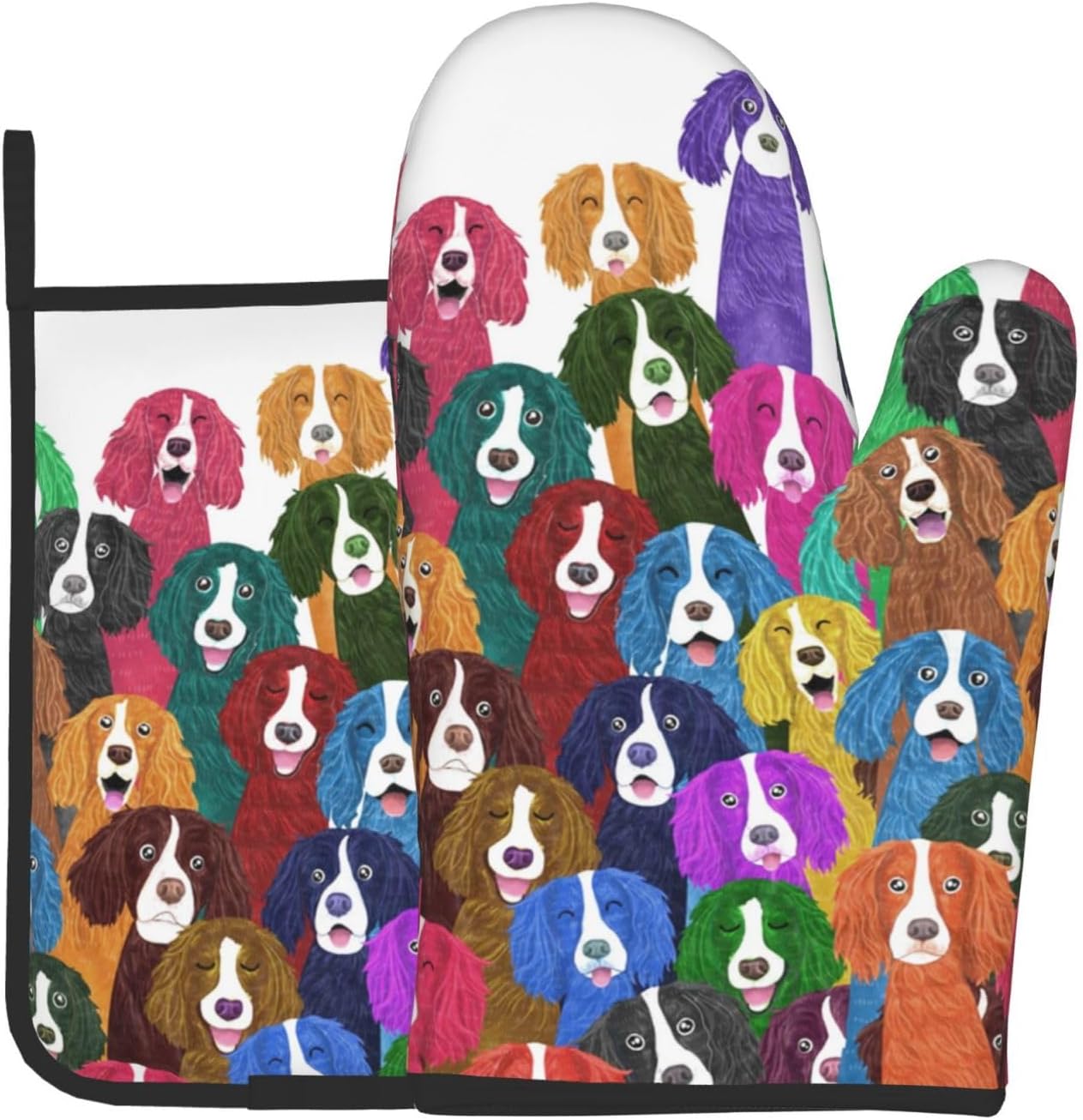 Colorful English Springer Spaniel Oven Mitts Set