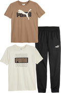PUMA boys 3 Piece Set Short Sleeve Tee & Tricot Jogger - Everyday