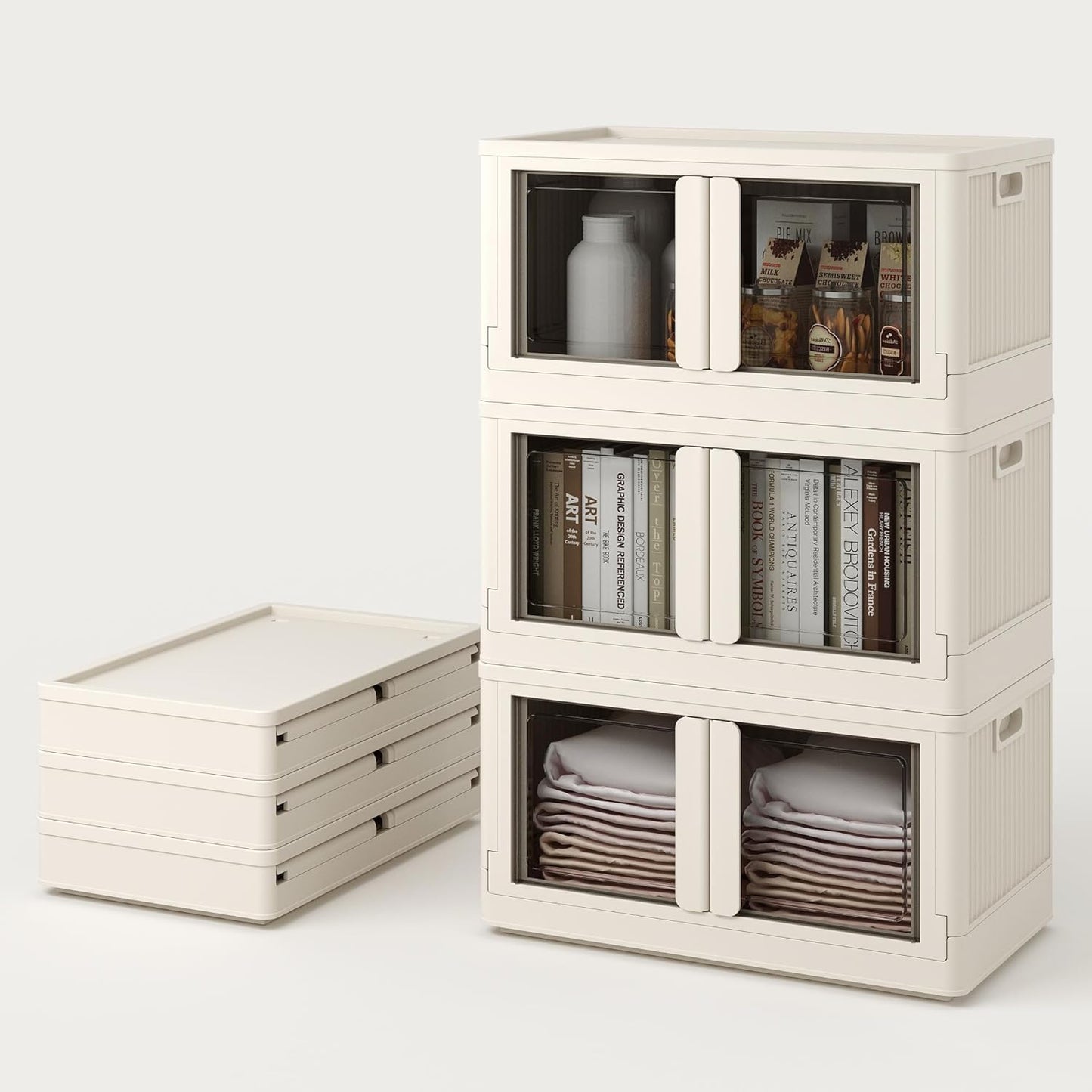 FLEXIMOUNTS 228 QT Stackable Storage Bins With Lids - 3 Pack