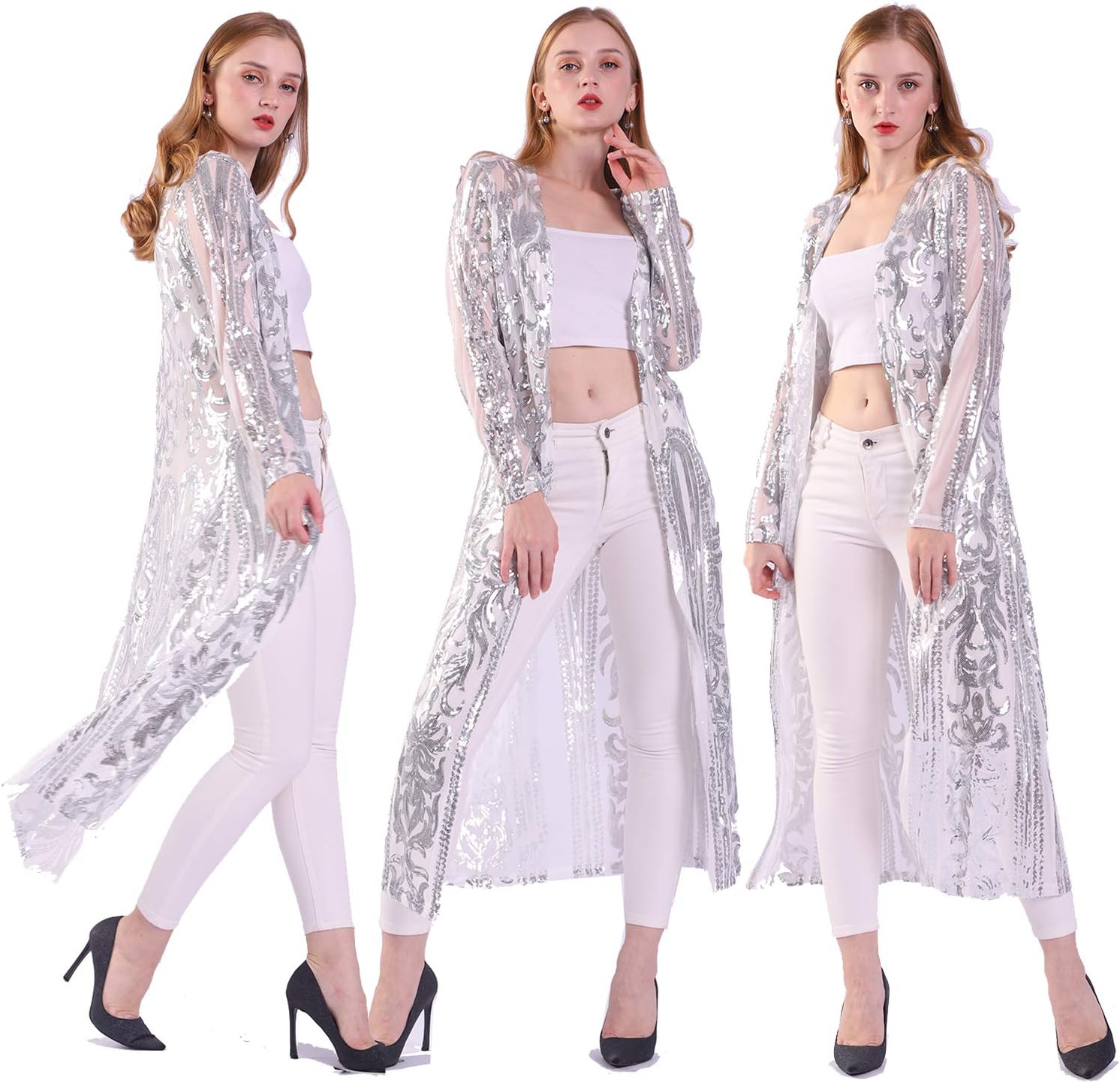 Women's Sequin Cardigan Summer Cover Up Dress for Evening Events