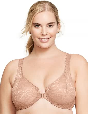 Glamorise Women's Plus Size Wonderwire Lace Front-Closure Bra