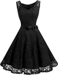 Dressystar Women Floral Lace V Neck Knee Length Dress - Fit Flare