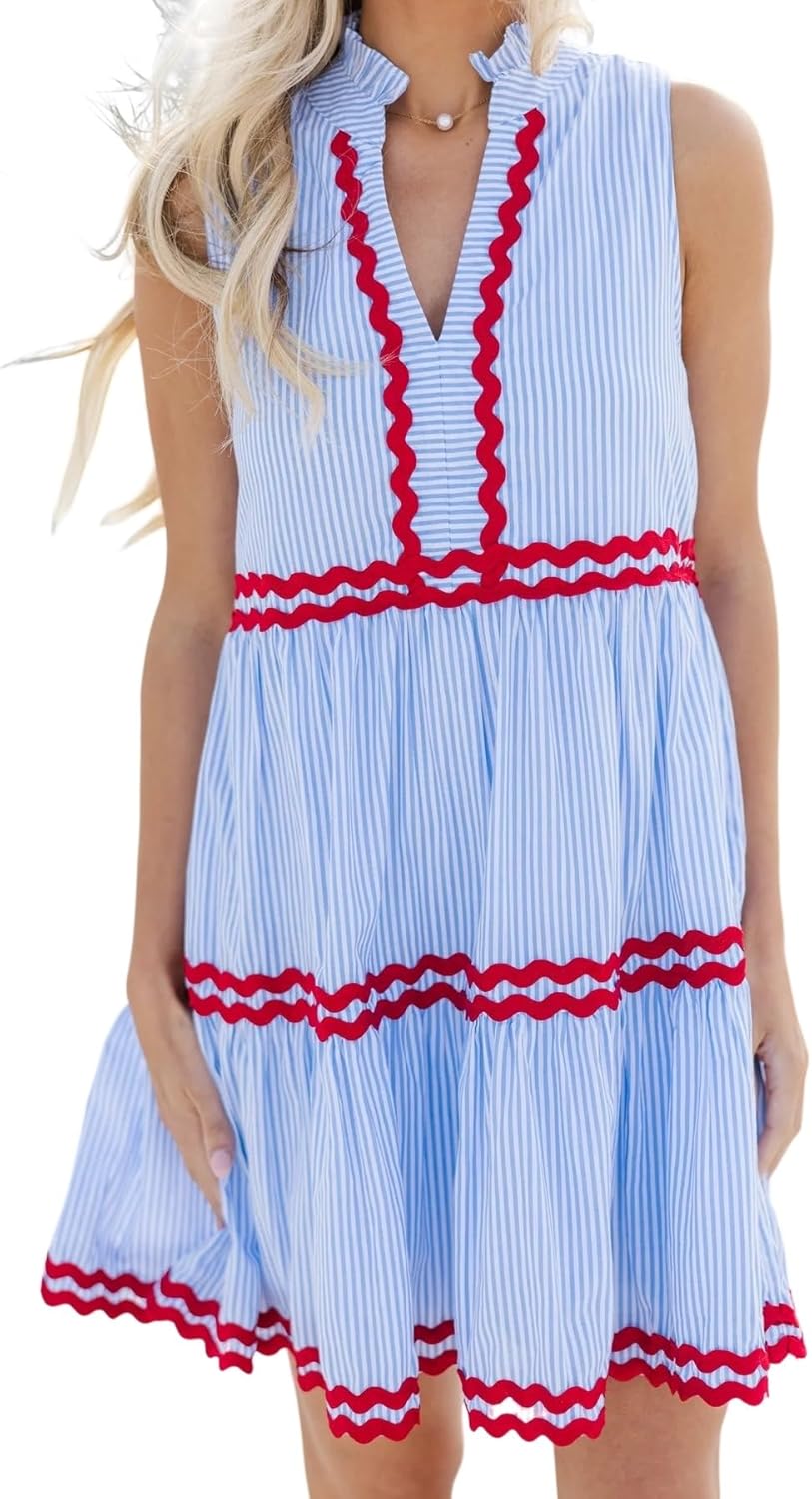 Kuraki Women's Cute Sleeveless Rickrack Tiered Dress Review