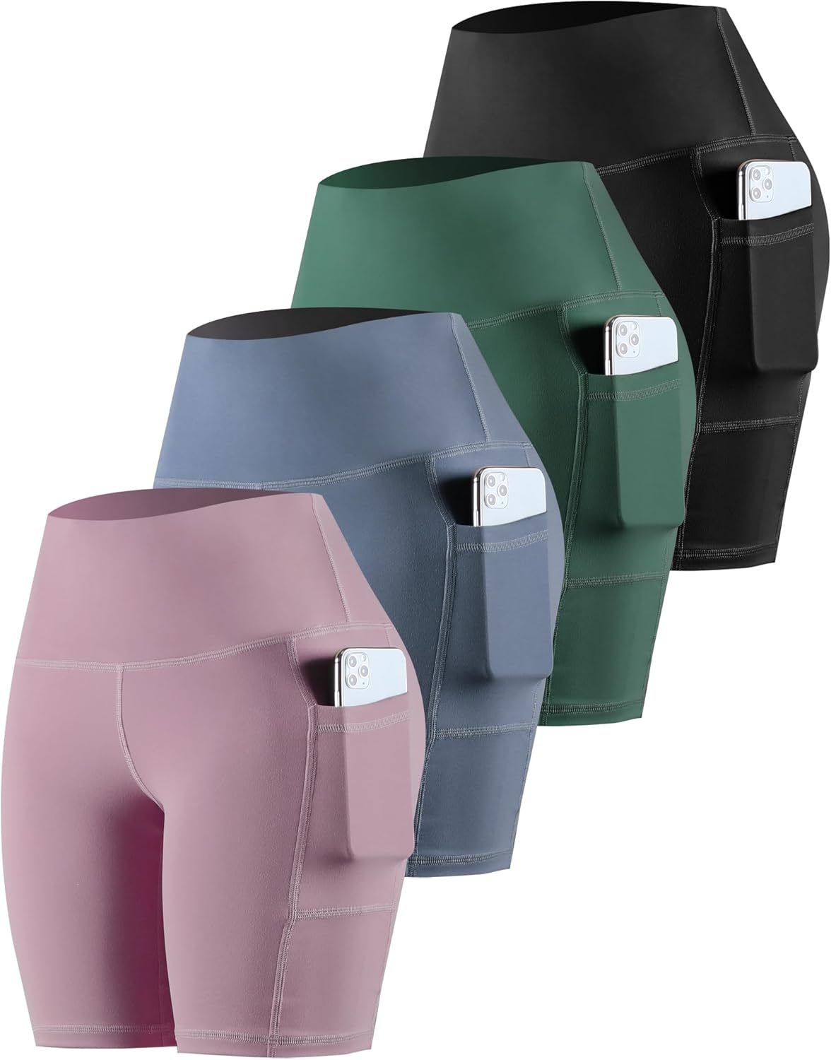 CHRLEISURE Womens Biker Yoga Shorts with Pockets for Comfort