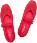 Womens Square Toe Knitted Mesh Flats - Lightweight Comfort