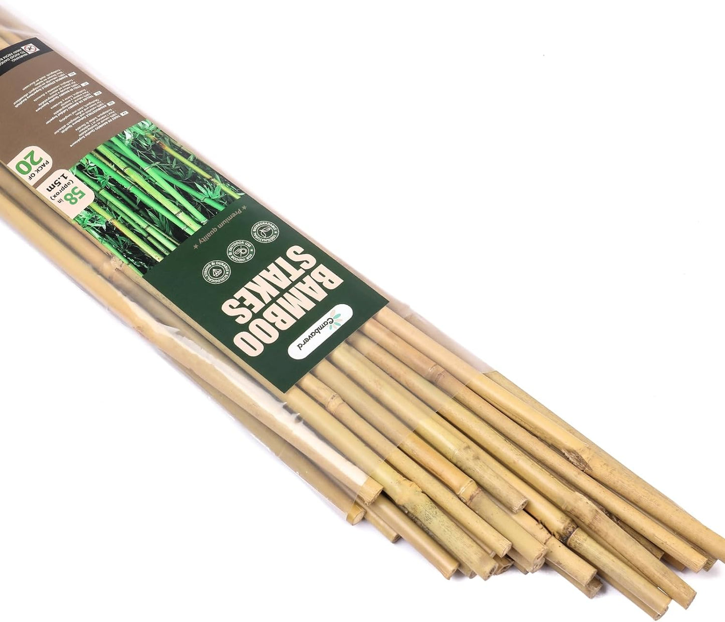 Natural Bamboo Stakes for Plants - 5FT Garden Support Poles