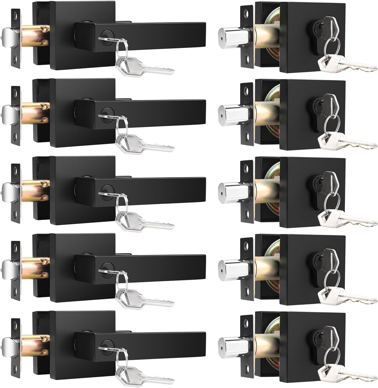 KNOBWELL Matte Black Heavy Duty Entrance Lever Door Handle Set