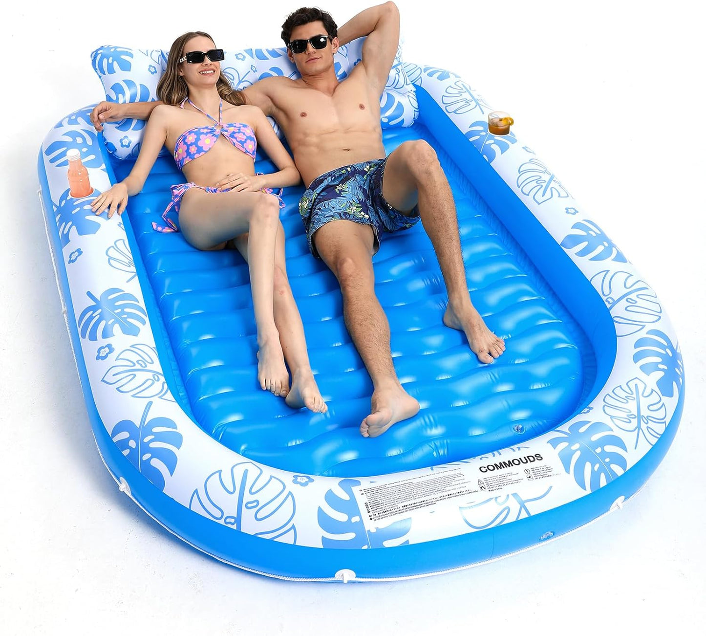 COMMOUDS Inflatable Tanning Pool Lounger Float for Relaxation
