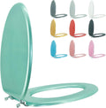 Elongated Sparkling Turquoise Toilet Seat Wood with Zinc Hinges - Easy