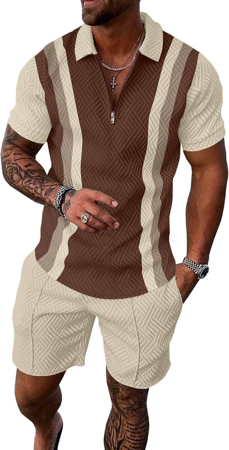 UOUA Mens Summer Track Suits 2 Piece Set for Stylish Comfort