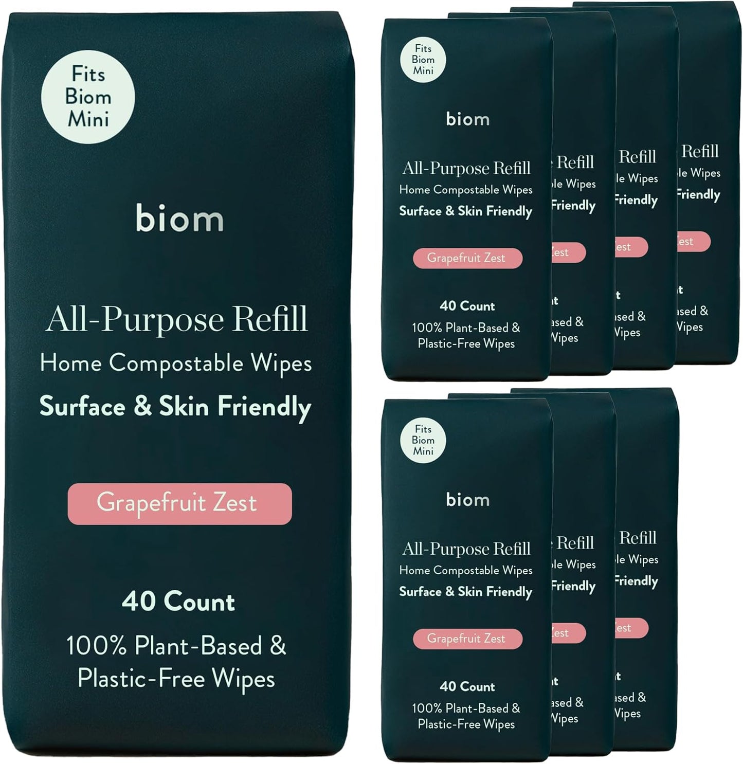 Biom Biodegradable All-Purpose Mini Wipes 8-Pack Refill