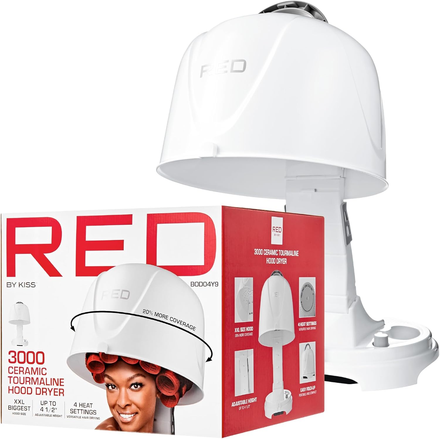 Red by Kiss Ceramic Tourmaline Hood Dryer - Ultimate Professional Styling!