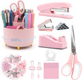Pink Desk Accessories Rotating Pen Holder Set - Compact Desktop