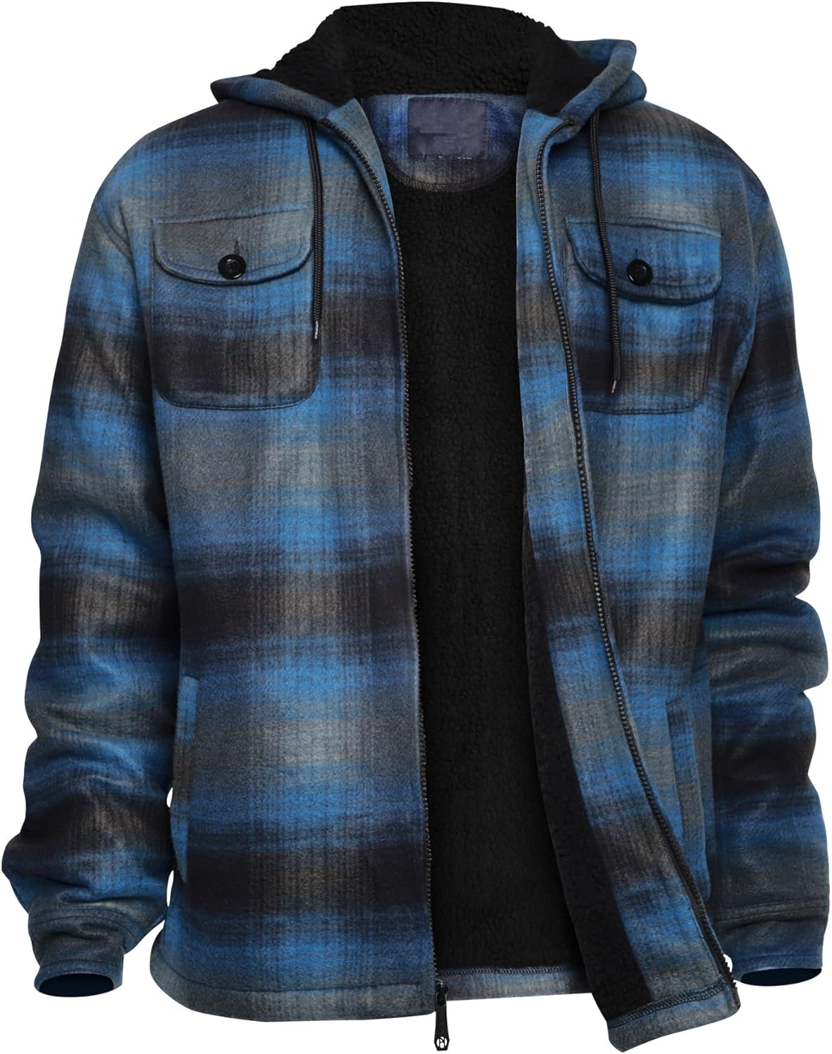 Heavy Thick Flannel Plaid Jacket Sherpa Fleece Lined Hoodies