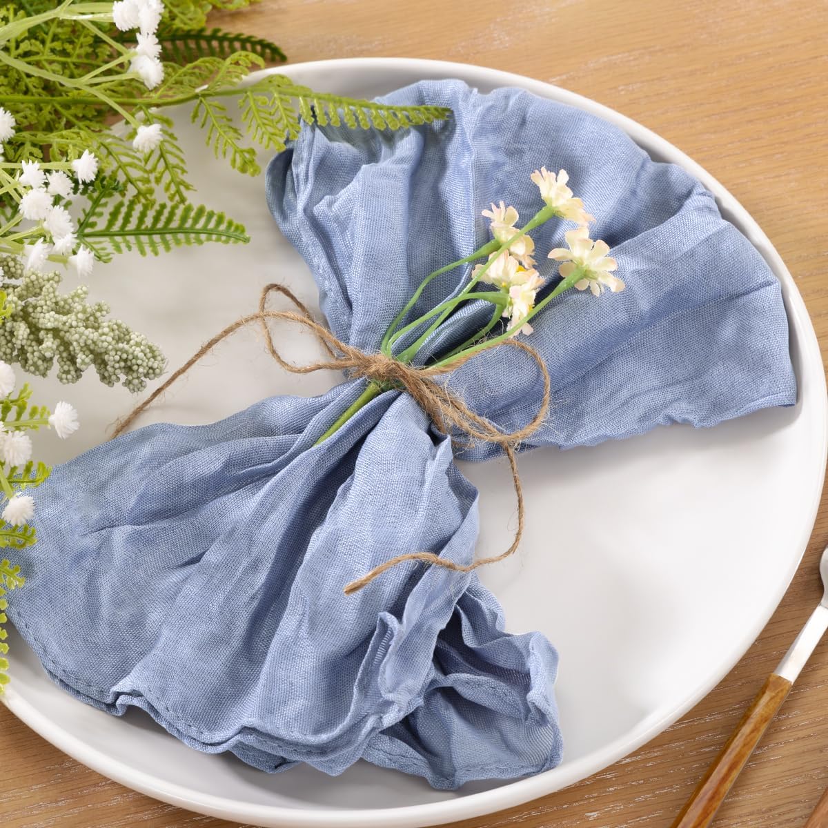 60pcs Dusty Blue Cheesecloth Napkins for Elegant Table Decor