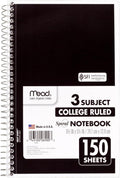 Mead Small Spiral Notebook 3-Subject College Ruled - Compact