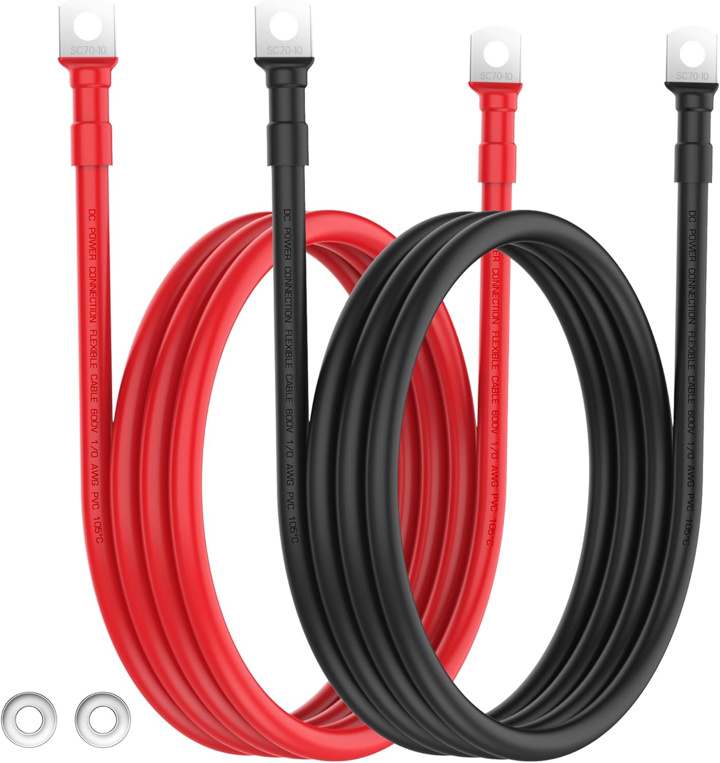 1/0 AWG Battery Cables for Golf Cart, RV, Marine, and More