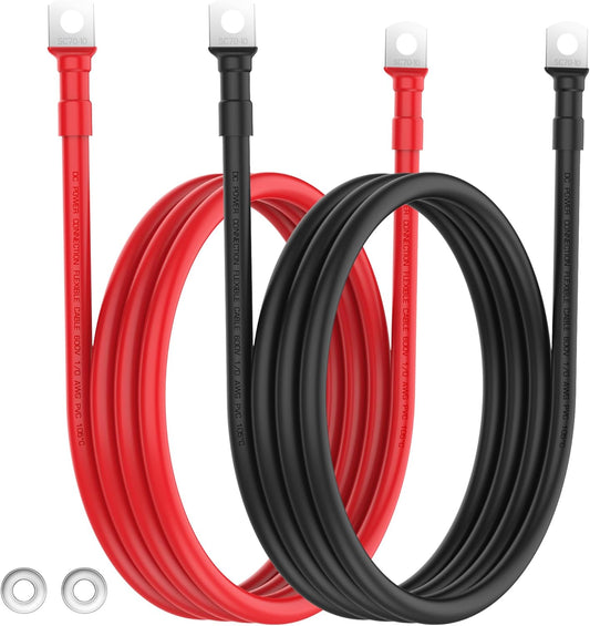 1/0 AWG Battery Cables for Golf Cart, RV, Marine, and More
