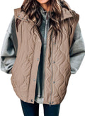 Cropped Puffer Vest Women Lightweight Quilted Stand Collar - Warm are