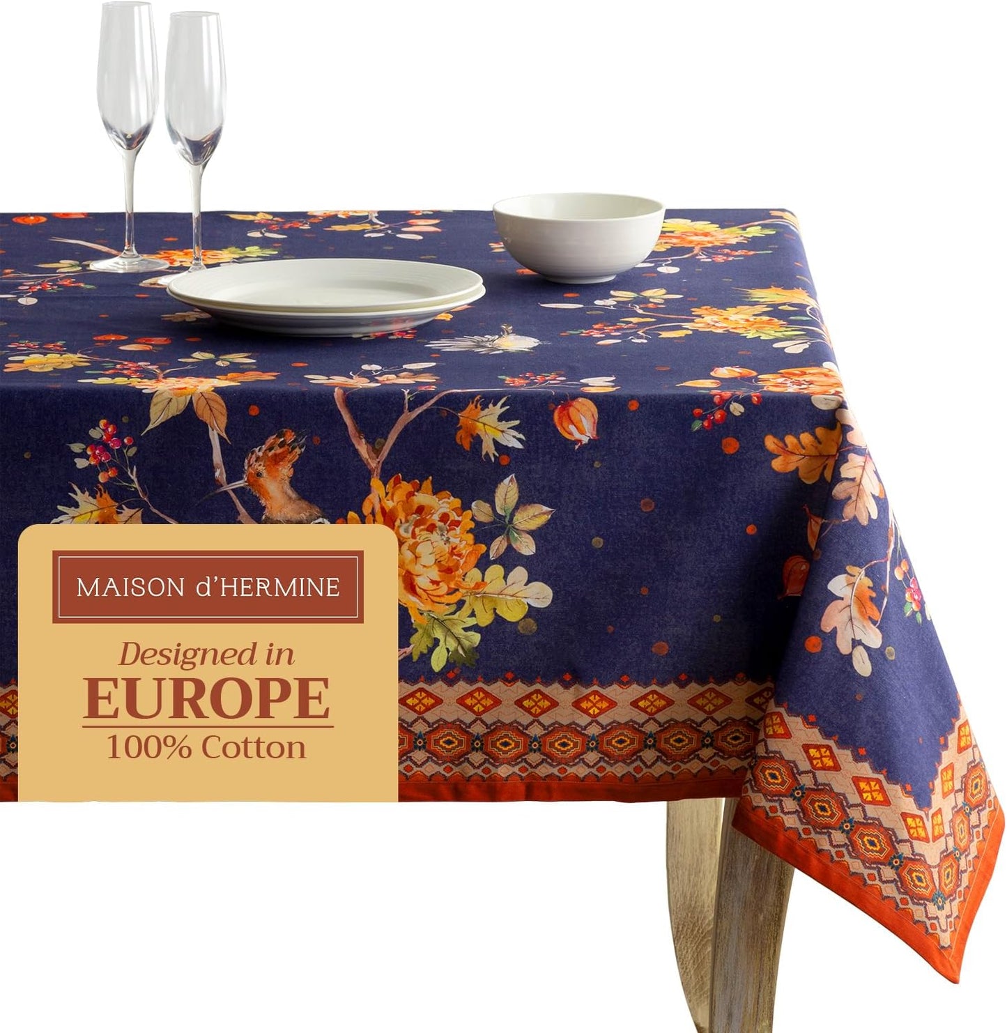 Maison d' Hermine 100% Cotton Fall Tablecloth for Dining Decor