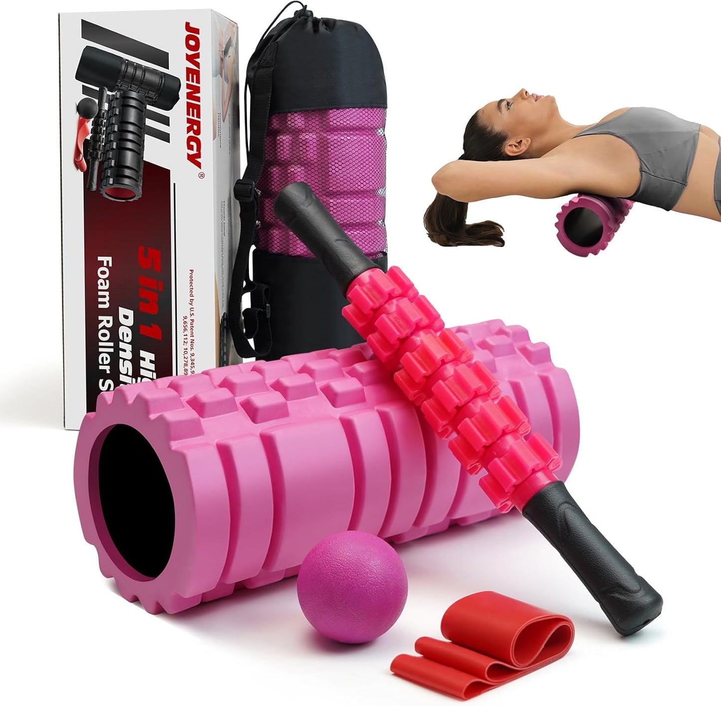 JOYENERGY 5-in-1 Foam Roller Set for Ultimate Muscle Relief