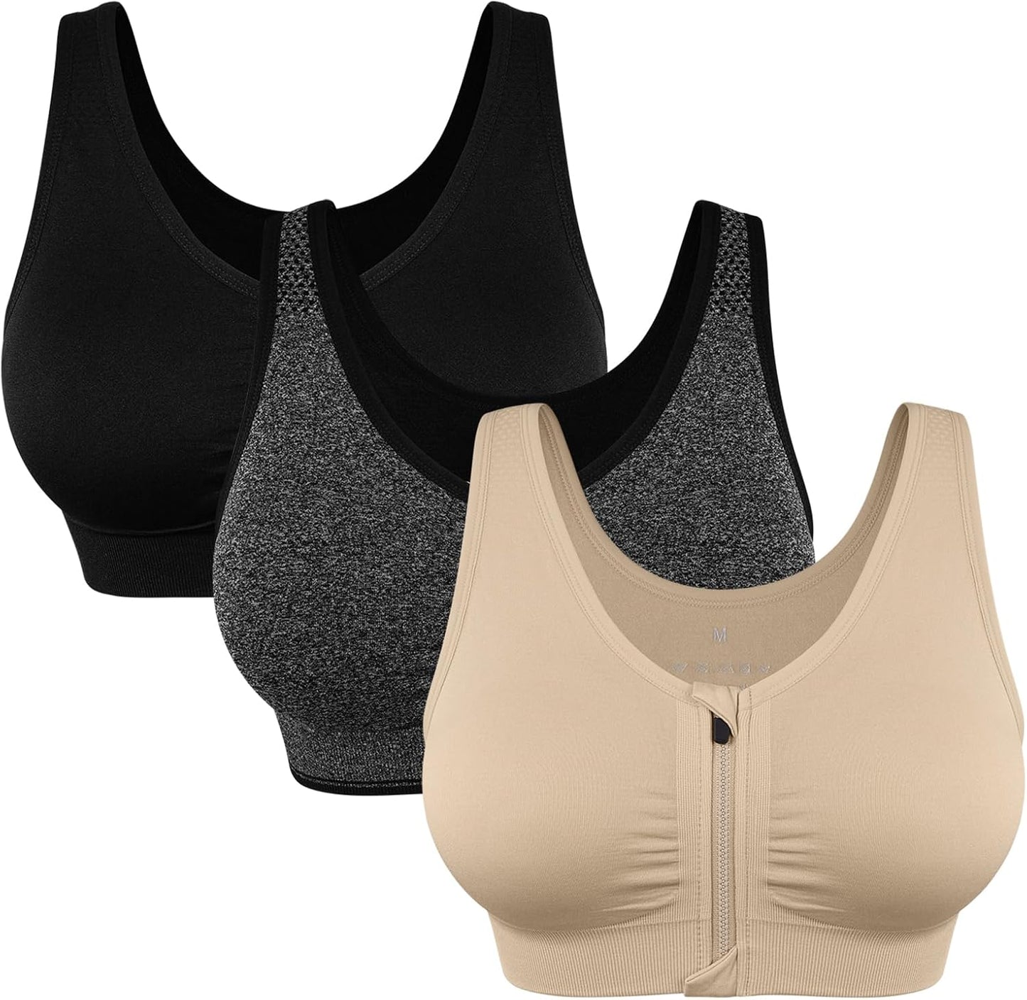 Women's Zip Front Sports Bra for Active Yoga and Fitness