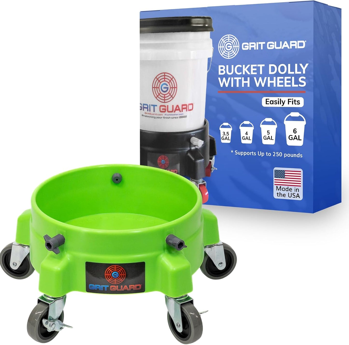 Grit Guard Bucket Dolly with Wheels - Rolling Detailing Wash Bucket