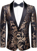 Men's Floral Jacquard Shawl Lapel Slim Fit Tuxedo Jacket - Dressy