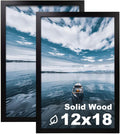 Egofine 12x18 Solid Wood Picture Frames Set of 2 - Matted, Black