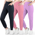 BIG ELEPHANT Girls High Waisted Joggers 3 Pack - Comfortable All-Day