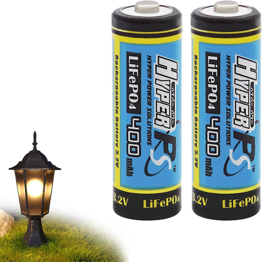 HyperPS 2-Pack 3.2V LiFePo4 14430 400mAh Rechargeable Batteries- Power Your Solar Lights & Devices!