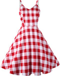 GOOBGS 1950s Retro Spaghetti Strap Swing Dress - Flattering Fit