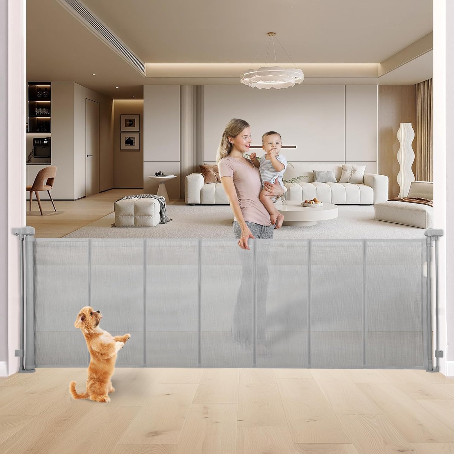 SUMNEW Retractable Baby Gate: One-Handed Operation
