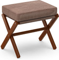 Foldable Foot Stool Ottoman - Bamboo X Legs, Thick Foam Cushion