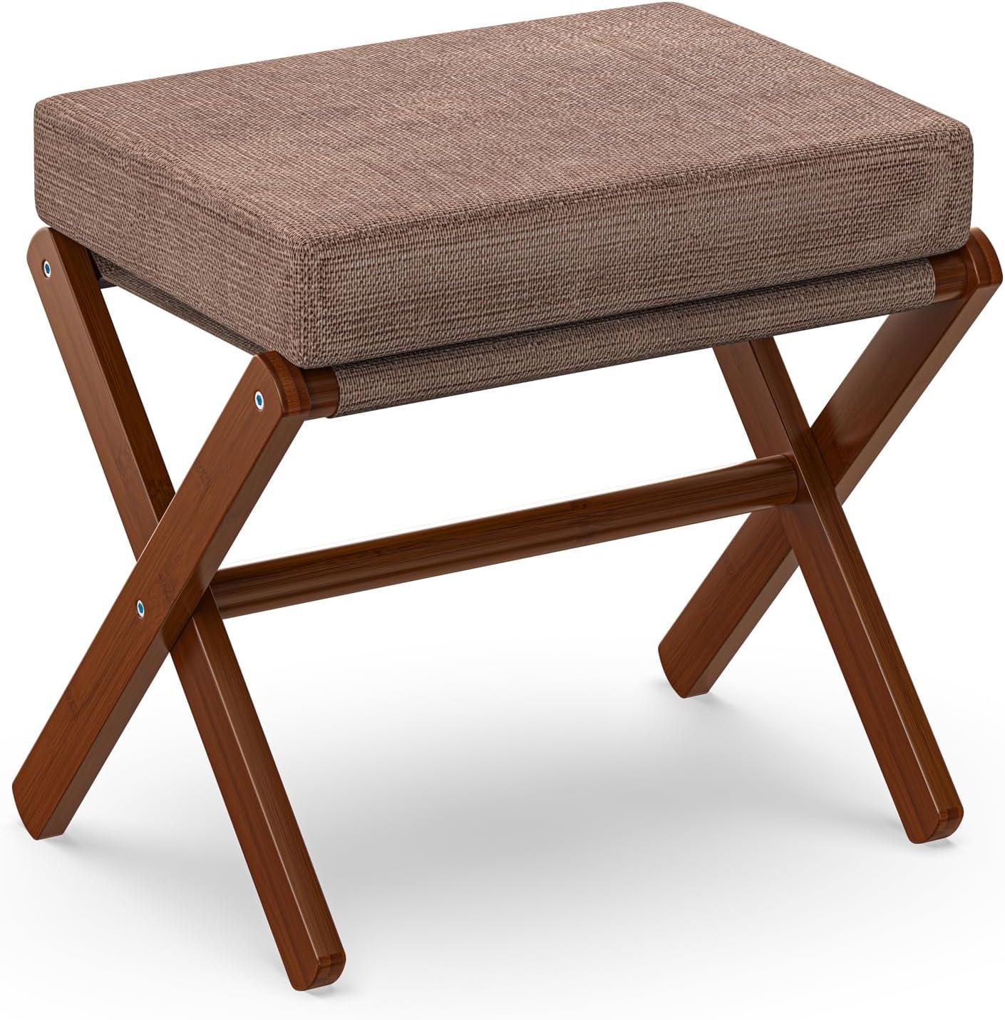 Foldable Foot Stool Ottoman with Bamboo Legs for Comfort