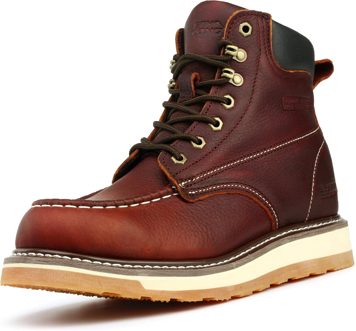 Moc Toe Work Boots for Men Waterproof Comfortable Full Grain