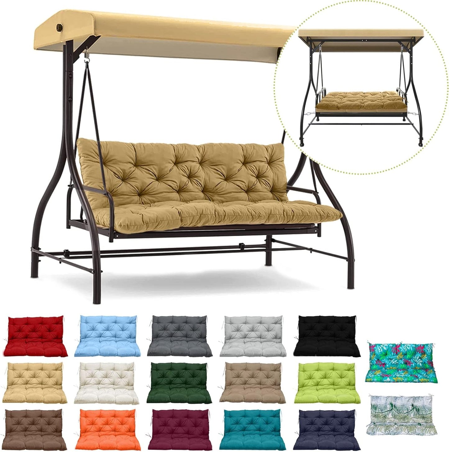 Replacement Cushions for Outdoor Swing with Waterproof Design