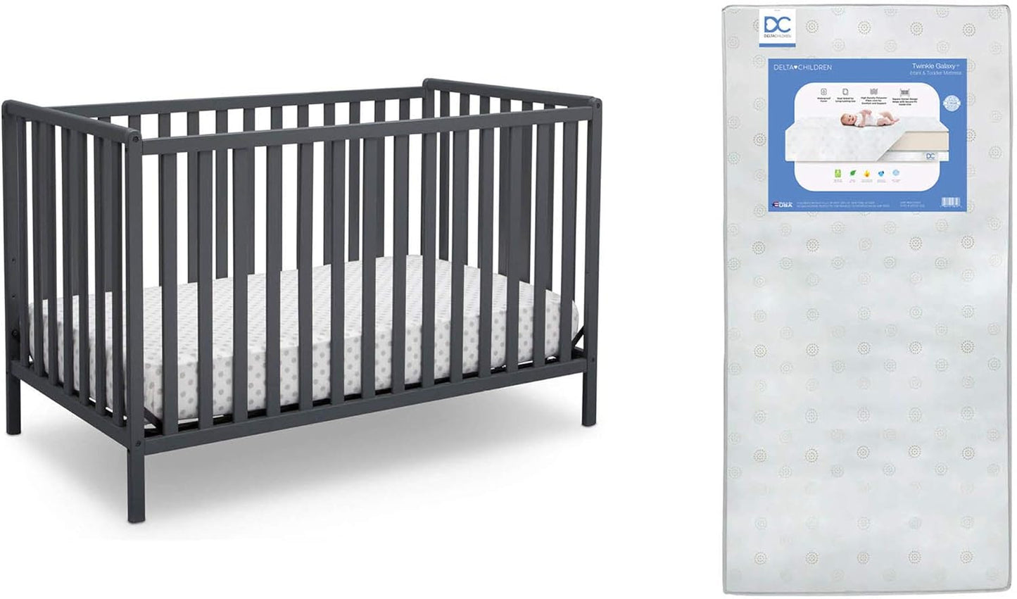 Delta Children Heartland 4-in-1 Convertible Crib and Mattress Bundle