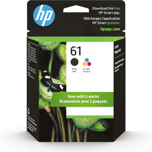 HP 61 Black/Tri-color Ink (2 Pack) | Instant Ink Eligible!