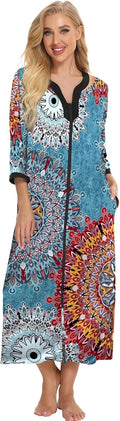Bloggerlove House Dresses Zip Up Robe for Women - Soft