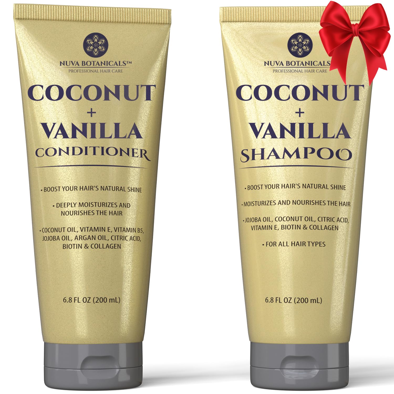 Hydrating Coconut & Vanilla Shampoo Set by Nuva Botanicals